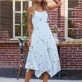 thumbnail image 3 of Lorytime Women's Casual Dresses Calf Length Blue Summer with Pocket Sleeveless Tank Dress Irregular Hem Hawaiian Sundress Midi Dress Floral Print Round Neck Beach Dresses S, 3 of 7