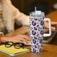 thumbnail image 6 of Logiee record rock music Skull Print 40OZ Ice Bully Cup with Handle and Straw, Double Wall Stainless Steel Tumbler,Travel Coffee Cup with Lid, Summer Insulation and Cooling Cup, 6 of 8