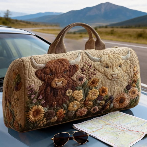 Quilted Travel Bag Bohemian-Style Travel Tote Durable Quilted Fabric Spacious Travel Bag A,Brown