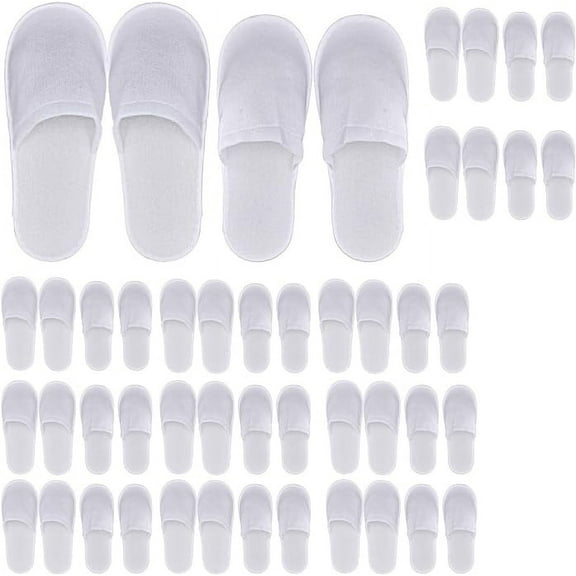 24 Pairs Spa Slippers,Closed Toe Disposable Slippers,Non-Slip Slippers Fit Size for Men and Women for Hotel Home Guest,White