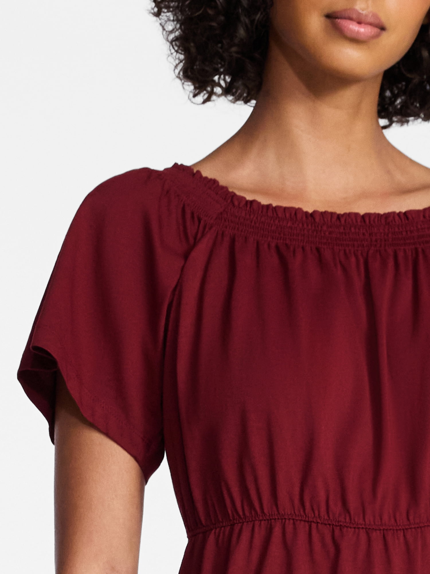 Time and Tru Women's Tiered Cotton Mini Dress with Flutter Sleeves, Sizes XS-XXXL