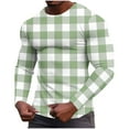thumbnail image 2 of VgaVtl Long Sleeve T-Shirt for Men Green Fall Winter Mens Shirts Loose Waffle Leisure Athletic Plaid Elastic Shirts,S, 2 of 5