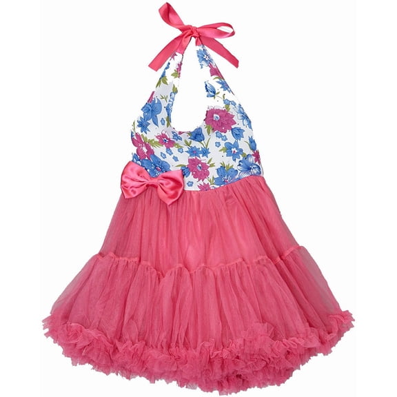 Wenchoice Hot Pink Floral Halter Dress Girl's L(5T-6T)