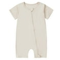 thumbnail image 2 of KyCheLot Baby Rompers Boys Girls Short Sleeve Sleepwear Playwear Zip up Cotton Romper Daily 0-24 Months, 2 of 7