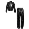 thumbnail image 3 of HULIJA Boys Metallic Bomber Jacket and Pants Modern Jazz Dance Clothing Set Hip Hop Dancing Outfits Black 14, 3 of 7