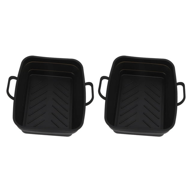 Fryer Basket, Non Stick Fryer Liner 2 Pcs Rectangular Dishwasher Safe For Cooking Black,Brown