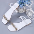 thumbnail image 6 of UTTOASFAY Sandals for Women Flat Fashion Pansy Diamond Viscose Round Toe Patent Leather Fashion Sandals White 5.5, 6 of 6