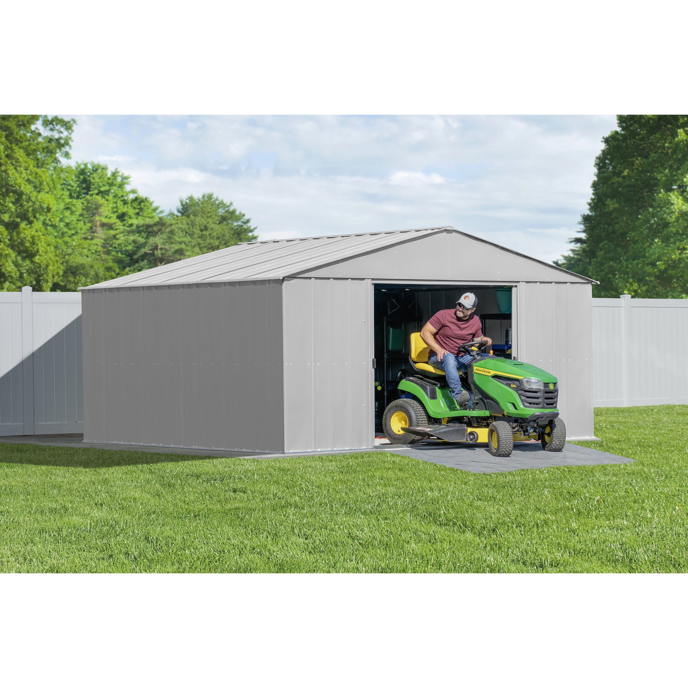 Arrow Classic 14 x 12 x 7 ft Flute Grey Steel Storage Shed