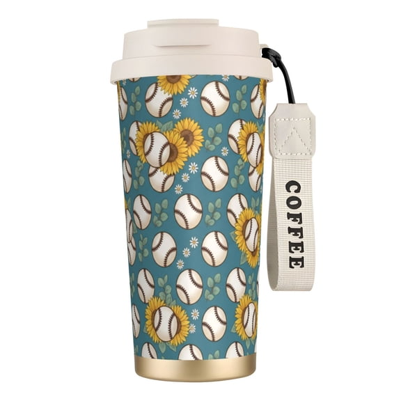 Baseball Coffee Mug, 18oz Leak-proof Sports Tumbler with Handle, Straw and Lid, Insulated Travel Cup for Baseball Fans, Birthday and Holiday Party Favors
