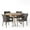 Brown, variant on GDF Studio Kaysn Outdoor Acacia Wood and Wicker 5 Piece Dining Set, Multibrown and Teak