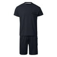 thumbnail image 5 of JIKNTTR Men's T Shirt And Shorts Set Solid Color Zipper Pocket Round Neck Short Sleeved T Shirt Shorts Casual Business Sportswear Set Trendy Versatile Outfits, 5 of 6