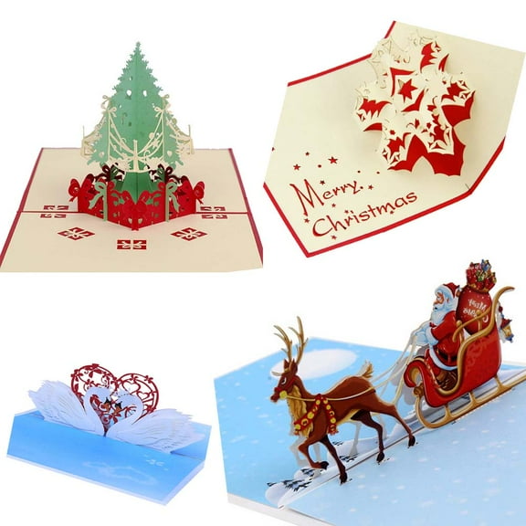 3D Greeting Cards 4 PK Pop Up Card For Anniversary, Birthday, Valentine, Wedding, Congratulations Cards