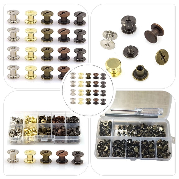 Soimiss 100 Sets Clothing Rivets Kit Decorative Round Brass Assorted Color for Bags