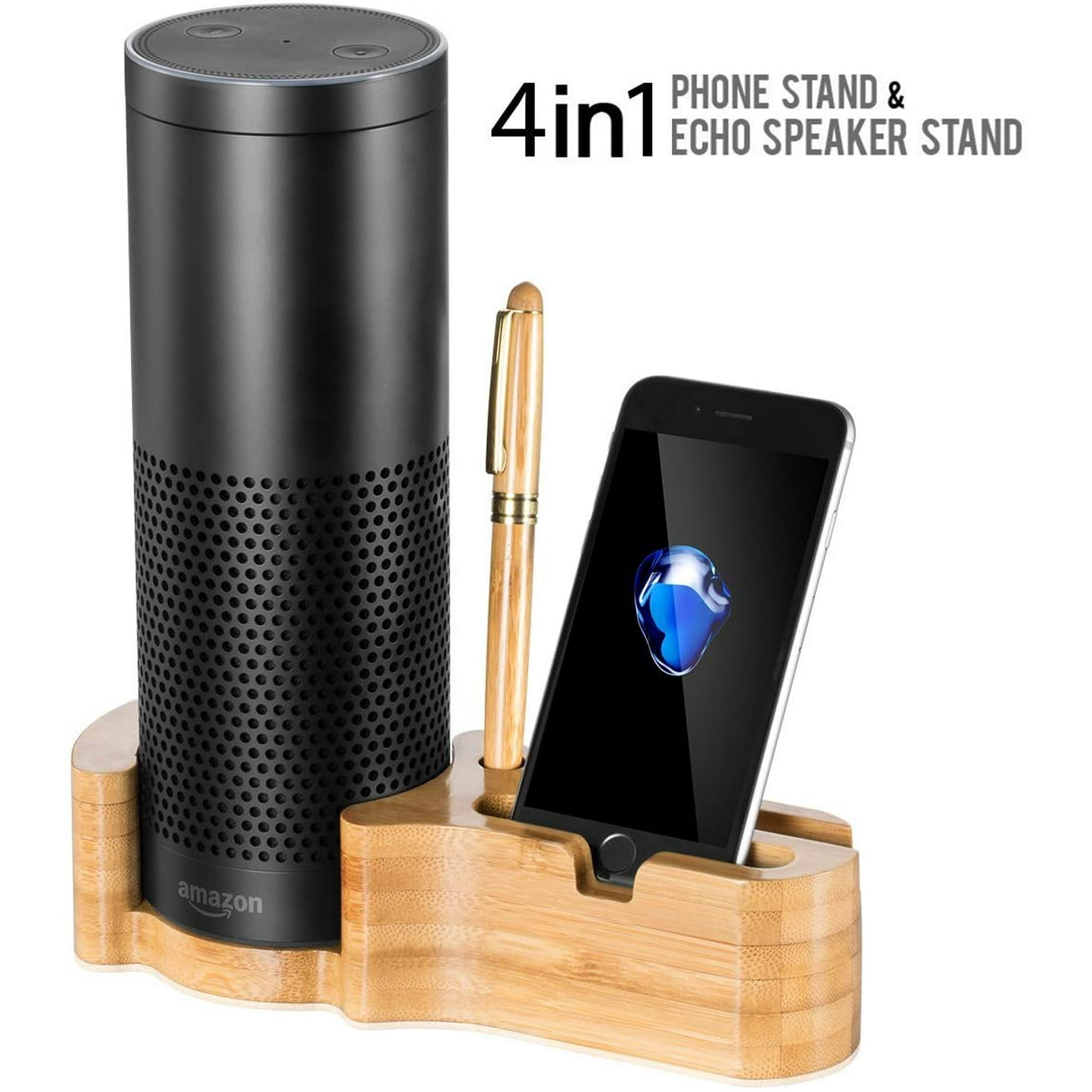 4in1 Speaker Alexa Echo Protective Bamboo Stand Wood Desktop Charging Station Dock Holder For Iphone 7 7plus 6 Walmart Canada