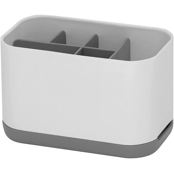 Soporte para cepillos de dientes para baño, carrito para cepillos de dientes, soporte para pasta de dientes, plástico, blanco+gris 1 pieza Hy