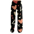thumbnail image 3 of Women's Casual Valentine's Day Printed Pajama Pants, Flannel Sleepwear Lounge Pants for Women, Soft Comfortable Sleep Pants, Holiday Gift Pajamas,Black,2XL, 3 of 6