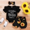 thumbnail image 2 of IBTOM CASTLE Newborn Baby Girls Coming Home Outfit Ruffle Romper Short Pants Headband Summer Clothes Set, 3-Piece 3-6 Months Black, 2 of 8