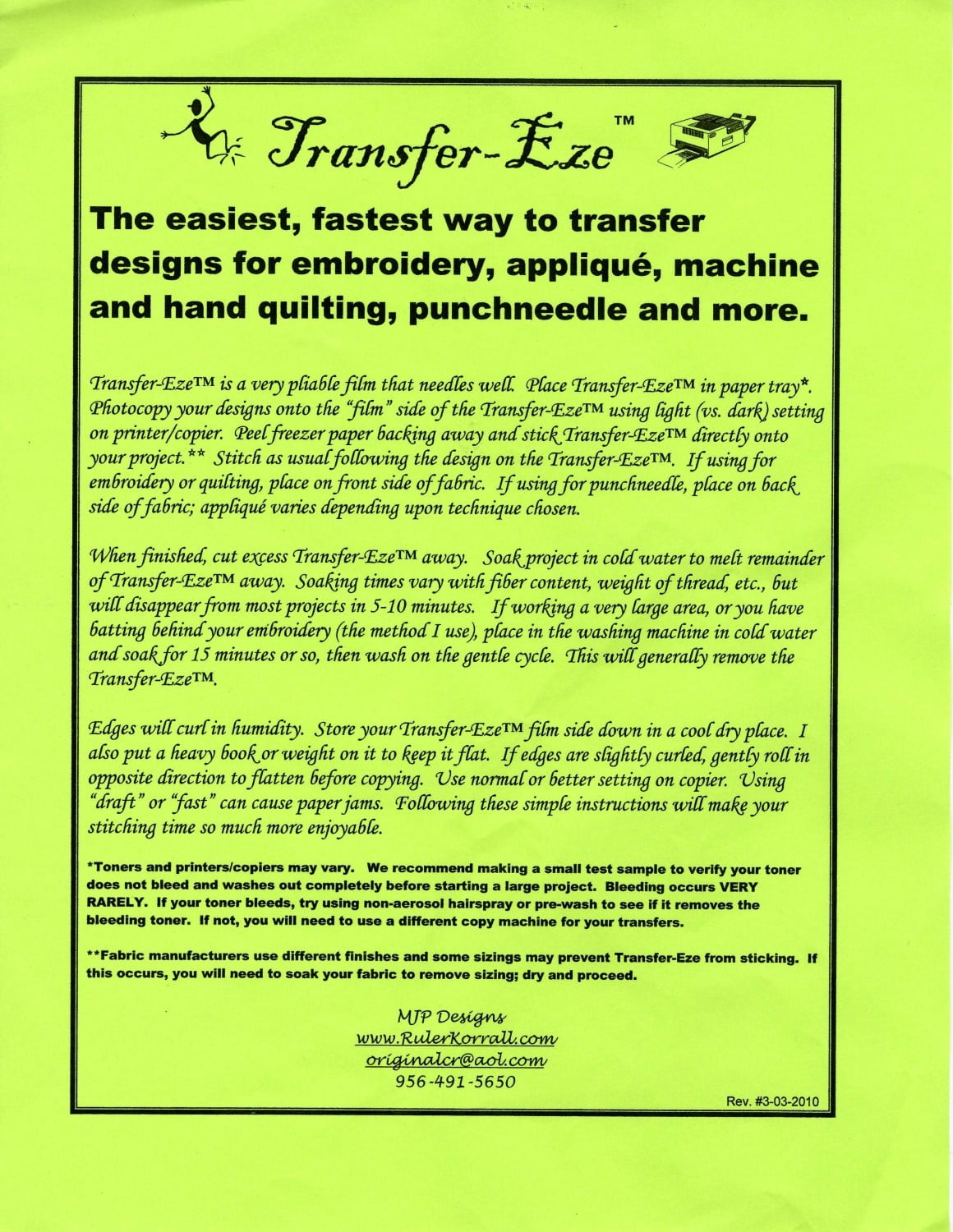 8 1//2 x 11 Sheets for Easy Applique Quilting and More. Punchneedle Transfer-Eze Transfer Paper Do-It-Yourself Transfers for Embroidery Fast 10pk