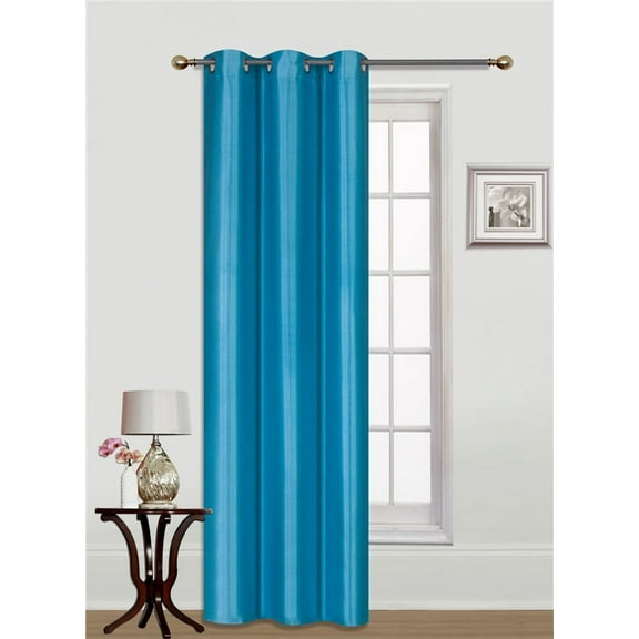 2pc TURQUOISE NANCY Faux Silk Drape Panel Top Chrome Metallic Grommet Window Curtain Treatment Drape 2 Shade 37 wide x 84 length