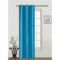 2pc TURQUOISE NANCY Faux Silk Drape Panel Top Chrome Metallic Grommet Window Curtain Treatment Drape 2 Shade 37 wide x 84 length