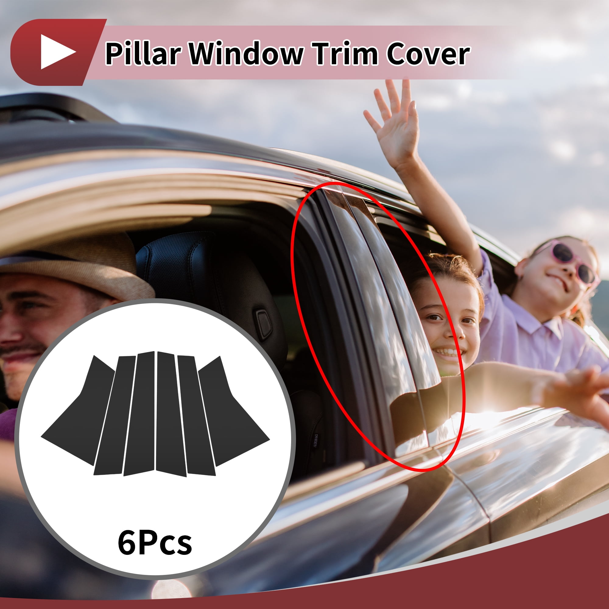 Unique Bargains 6Pcs Front and Rear Car Door Pillar Window Trim for Acura RDX 2019-2024