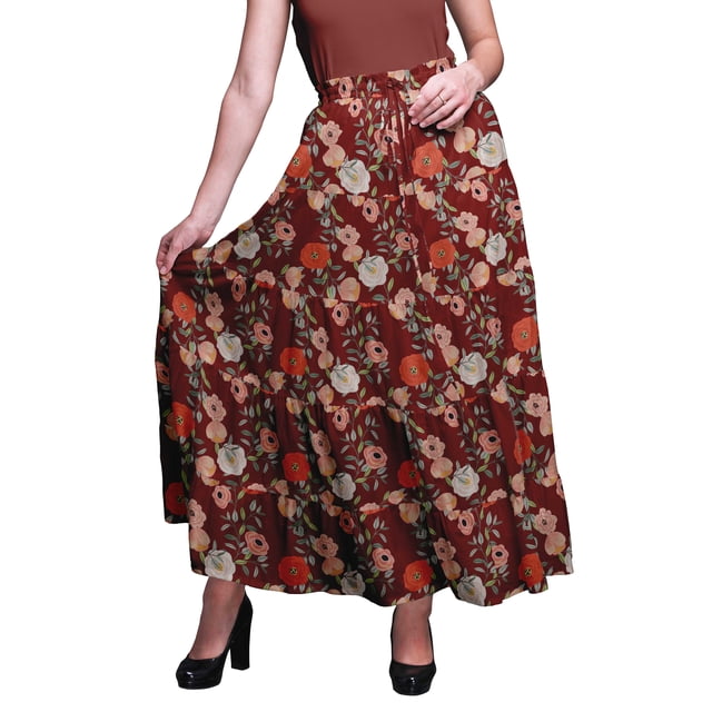Bimba SkirtsForWomen Long Length Cotton Printed Maxi Boho Summer Skirt