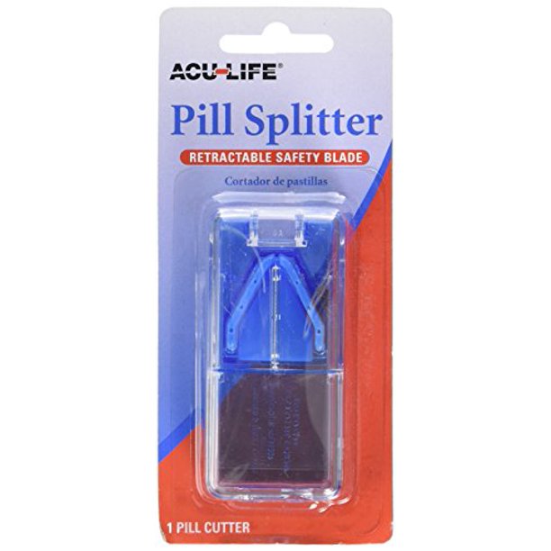 AcuLife Pill Cutter and Splitter, Retractable Blade, Cuts Pills