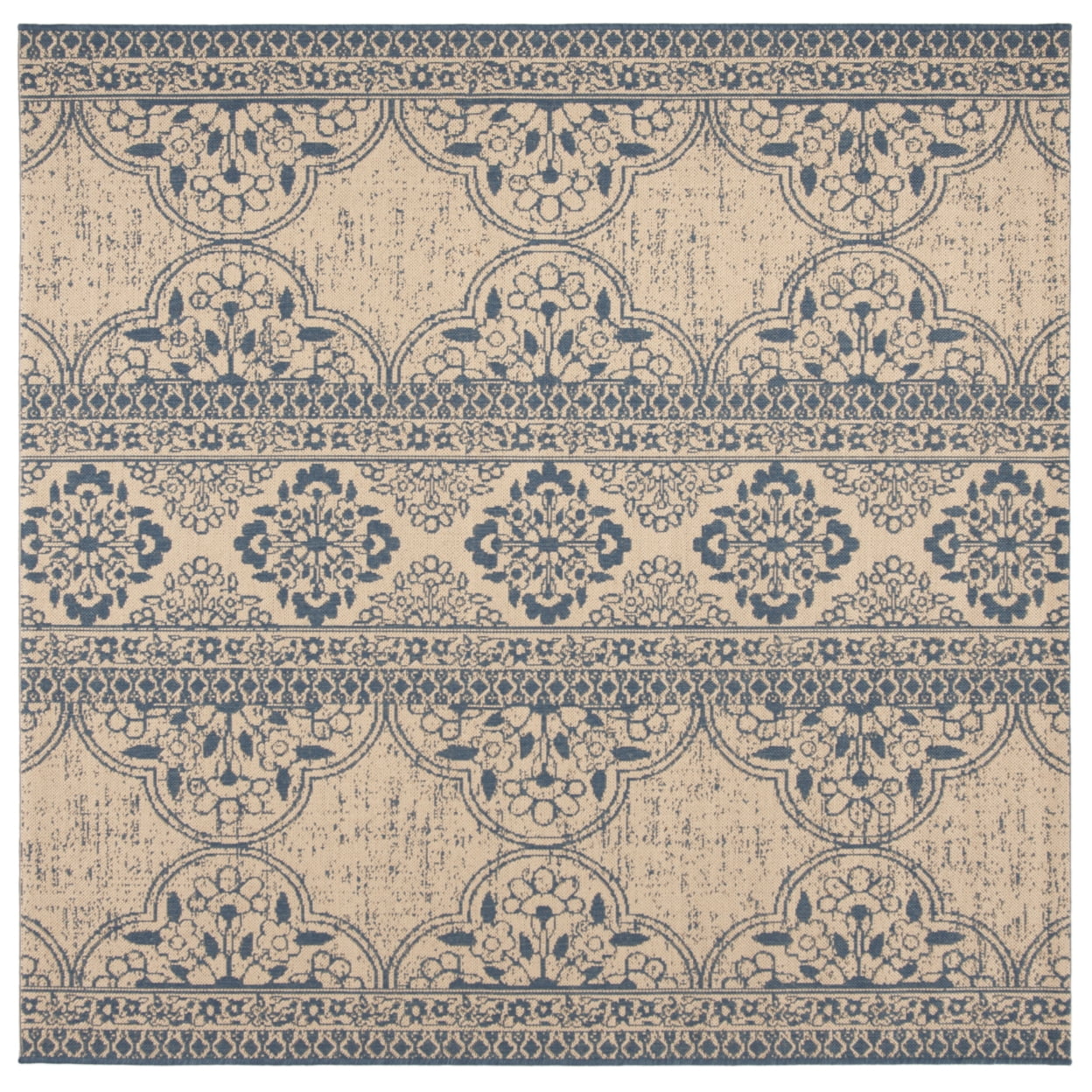 SAFAVIEH Beach House Kiaran Southwestern Indoor/Outdoor Area Rug Blue/Cream, 4' x 6'