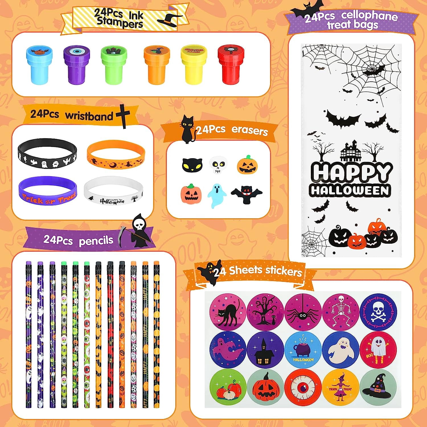 Naler 144 Pcs Halloween Party Favors Set for Kids Halloween Toys Bulk Pinata Filler Carnival Prizes,Trick or Treat,Gift Exchange