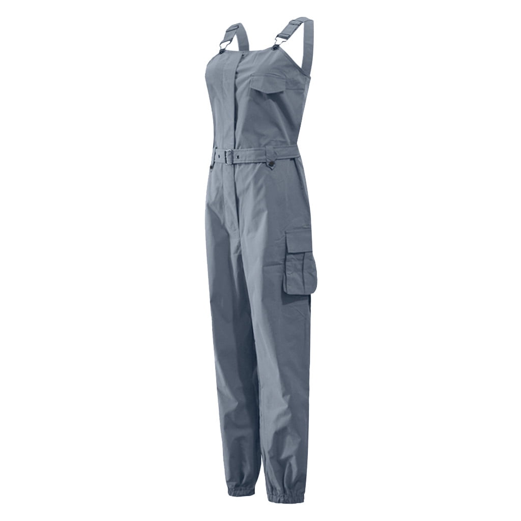 Egmy Women Loose Dungarees Loose Long Pockets Rompers Jumpsuit Pants Trousers