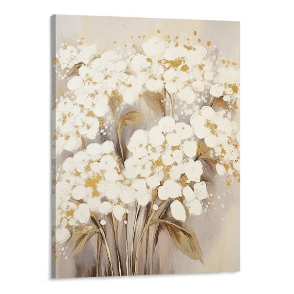 PRATYUS Wall Art Fall Decor White Hydrangea Canvas Wall Art Picture 16x20in for Living Room Bedroom 16x20in