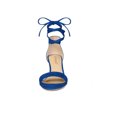 thumbnail image 6 of BLISSFUL STEP Women's Shoes Faux Suede Lace Up Open Toe Kitten Heel Cushioned Footbed Sandals  Royal Blue 7.5, 6 of 7