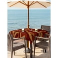 thumbnail image 4 of Square Outdoor Tablecloth with Umbrella Hole Brown Abstract Line Outside Table Cloth Waterproof Patio Table Cover Geometric Distortion Texture Fluid Art Zipper Tablecloths for Picnic 54x54 Inch, 4 of 8