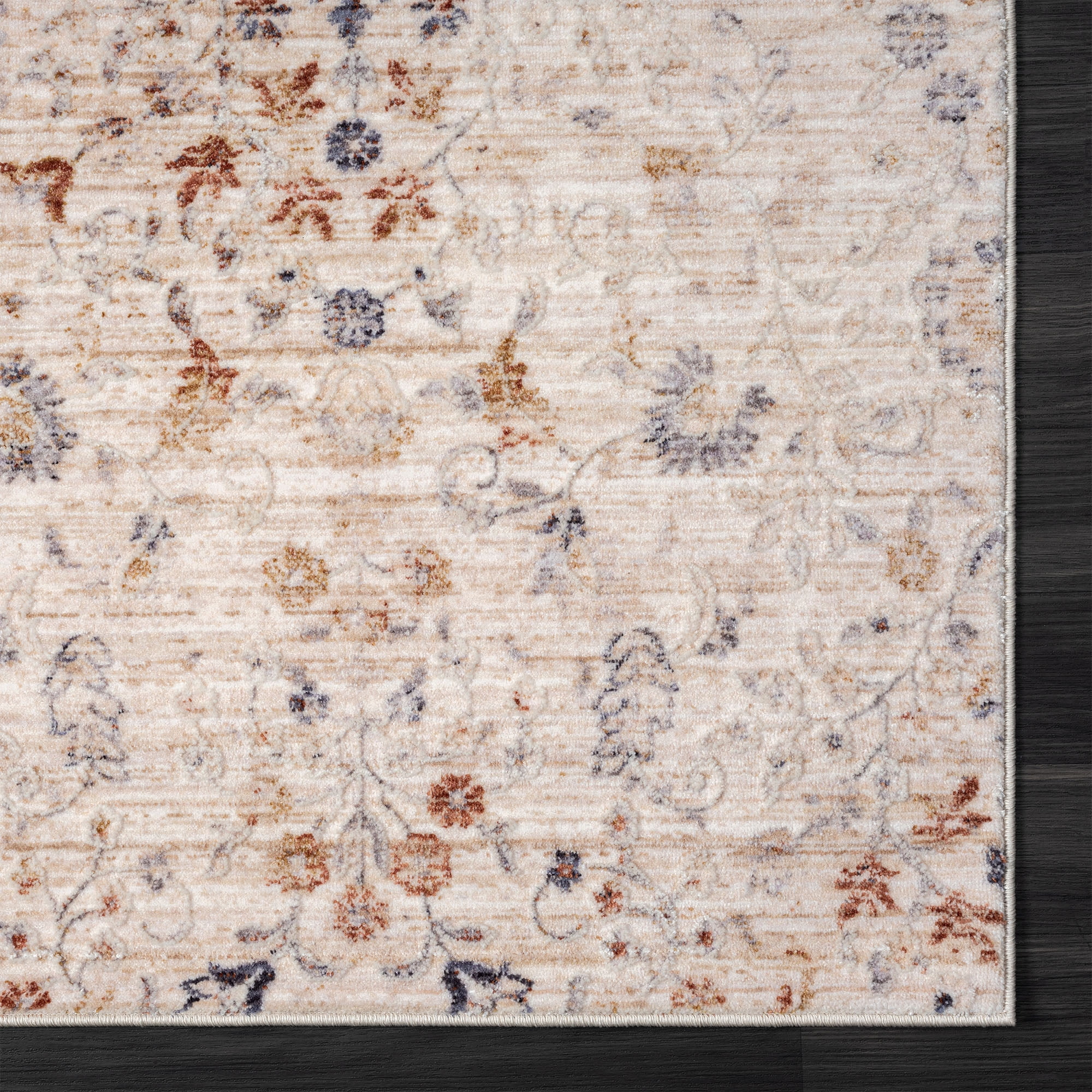 LR Home Mia 4' X 6' Beige/Red Floral Premium Ultra-Soft Indoor Area Rug