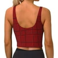 thumbnail image 3 of Xecao Red Black Houndstooth for Sports Bra with Removable Pads, Crop Tank Top Design, Women's Longline Sports Bra - Non-Wired -, 3 of 9
