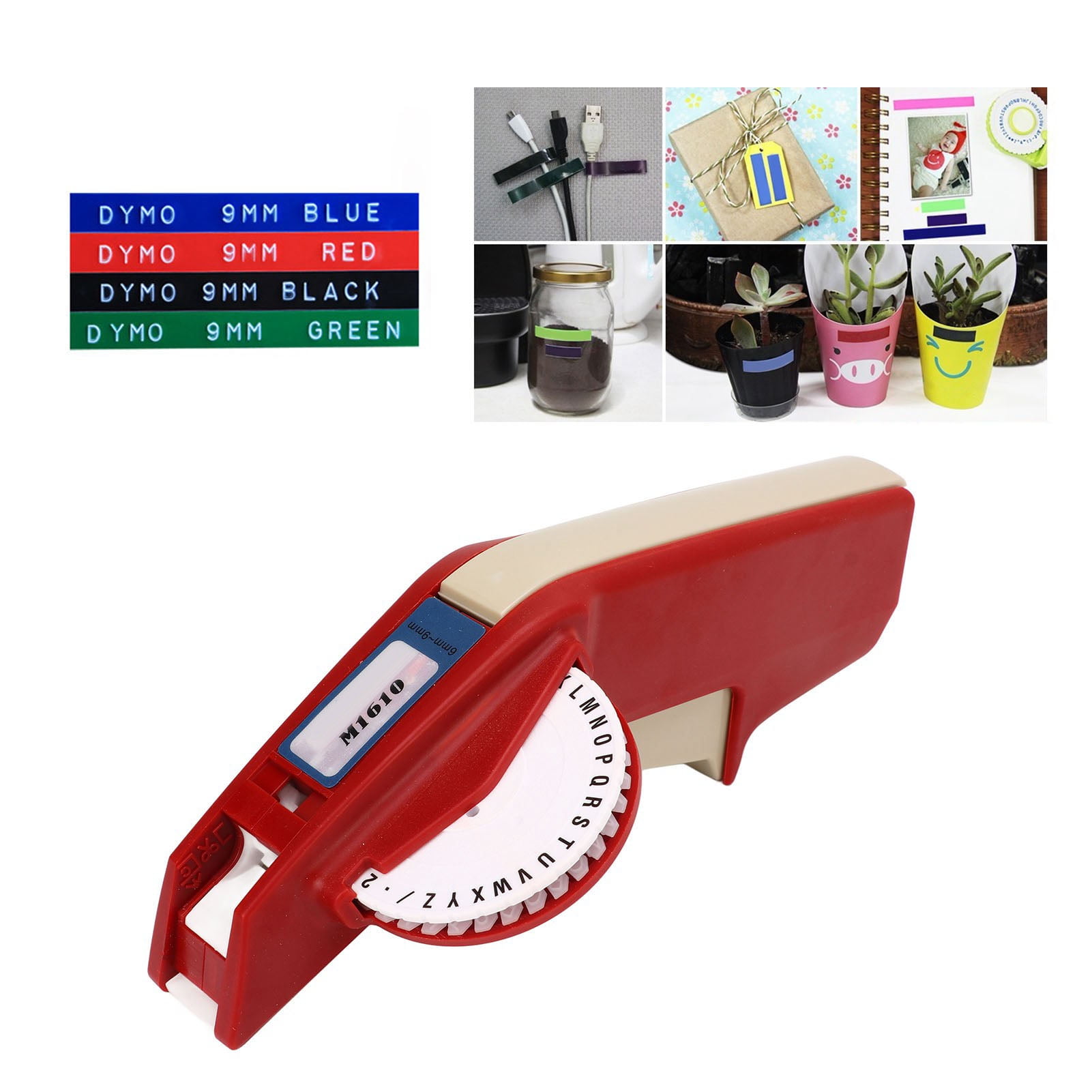 Embossing Label Maker, High Sharpness One Hand  Manual Label Printer For Home Black,Red