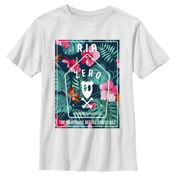 Boy's The Nightmare Before Christmas Spirited Companion Zero Graphic Tee White X Large