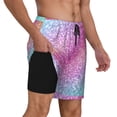 thumbnail image 2 of Kdxio Fun Rainbow Pink Print Men'S Swim Trunks With Compression Liner 7 Inch Inseam Quick Dry Swim Shorts, 2 of 7