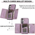 thumbnail image 4 of Design for Galaxy S24 Plus 5G Wallet Case with Credit Card Holder Slot PU Leather Phone Cover Stand Kickstand Shockproof Protective Cell Accessories for Samsung S24+ Women Men 6.6 inch Purple, 4 of 14