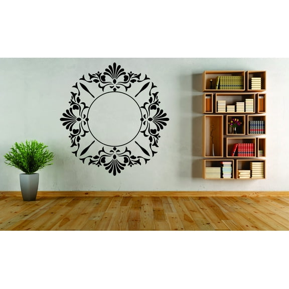 Wall Design Pieces Circular Circle Frame Design Damask Print 16x24 Inches