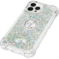 thumbnail image 3 of Glitter Case for Apple iPhone 14 Pro, Bling Sparkle Floating Cover Liquid Fashion Girly Women Girls Clear with Ring Holder Phone Case for iPhone 14 Pro  Silver, 3 of 12