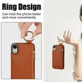 thumbnail image 6 of Dteck for iPhone XR Wallet Case, Flip Leather Case with RFID Blocking Card Holder Zipper Pocket, Ring Holder Kickstand Protective Folio Phone Cover for iPhone XR,Brown, 6 of 7