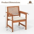 thumbnail image 3 of Costway Set of 2 Outdoor Dining Chair Patio Solid Wood Chairs with Comfortable Cushions, 3 of 9
