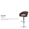 thumbnail image 4 of Flash Furniture Contemporary Brown Fabric Adjustable Height Barstool with Rounded Mid-Back and Chrome Base, 4 of 12