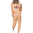 thumbnail image 2 of Tejiojio Christmas Womens Workout Sets Print Long Sleeve Sport Pullover Leisure Crop Tops + Pants Set, 2 of 5