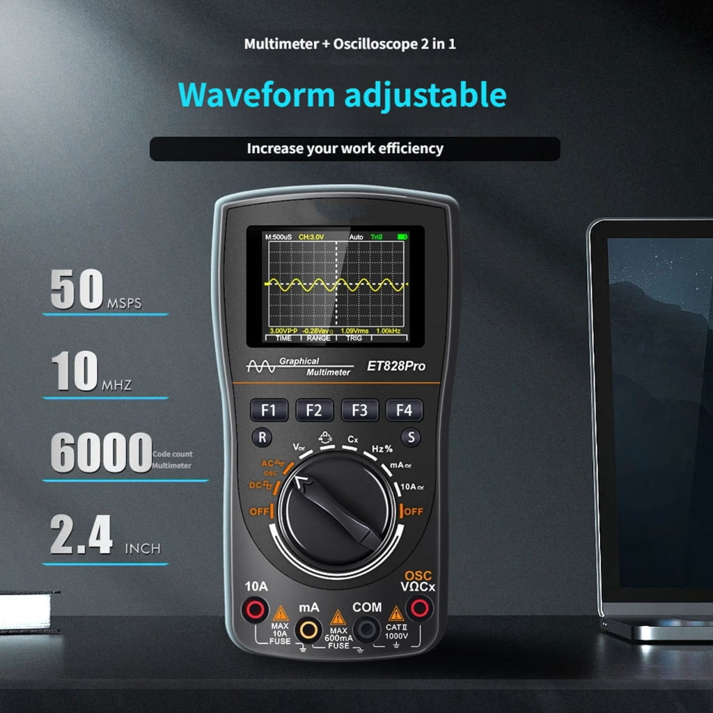 Professional ET828Pro Double Function Oscilloscope and Multimeter 320x240 Display with Data Storage for Engineers