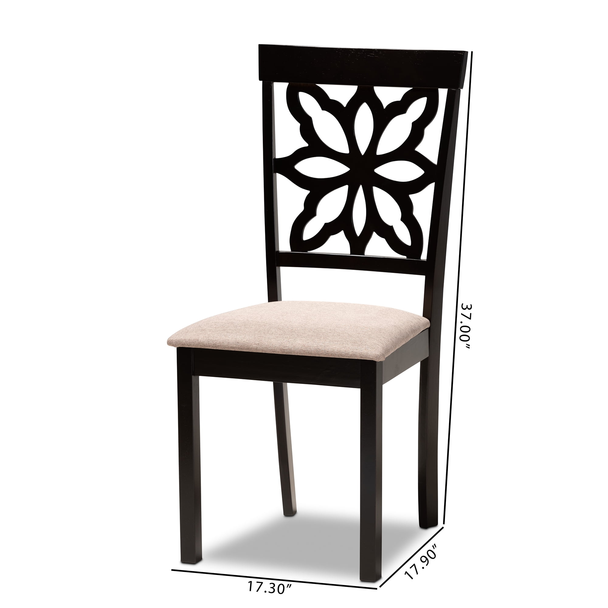 Baxton Studio Samwell Modern and Contemporary Sand Fabric Upholstered and Dark Brown Finished Wood 2-Piece Dining Chair Set