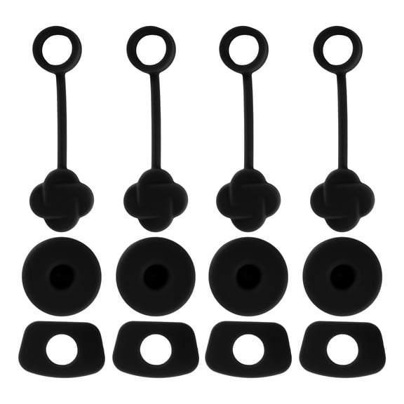 Unique Bargains 4 Set Dust-Proof 30oz Straw Cover Black Silicone