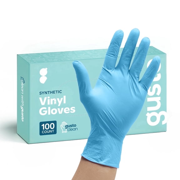GUSTO Vinyl Nitrile Gloves - Latex Free Plastic Gloves Powder Free, Disposable Gloves for Cleaning & Cooking, Small 100-pack