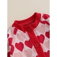 thumbnail image 5 of BemeyourBBs Newborn Baby Boys Girl Valentines Day Outfits Cute Infant Knit Sweater Romper Casual Long Sleeve Button Down Heart Print Jumpsuit Bodysuit Knitwear, 5 of 9